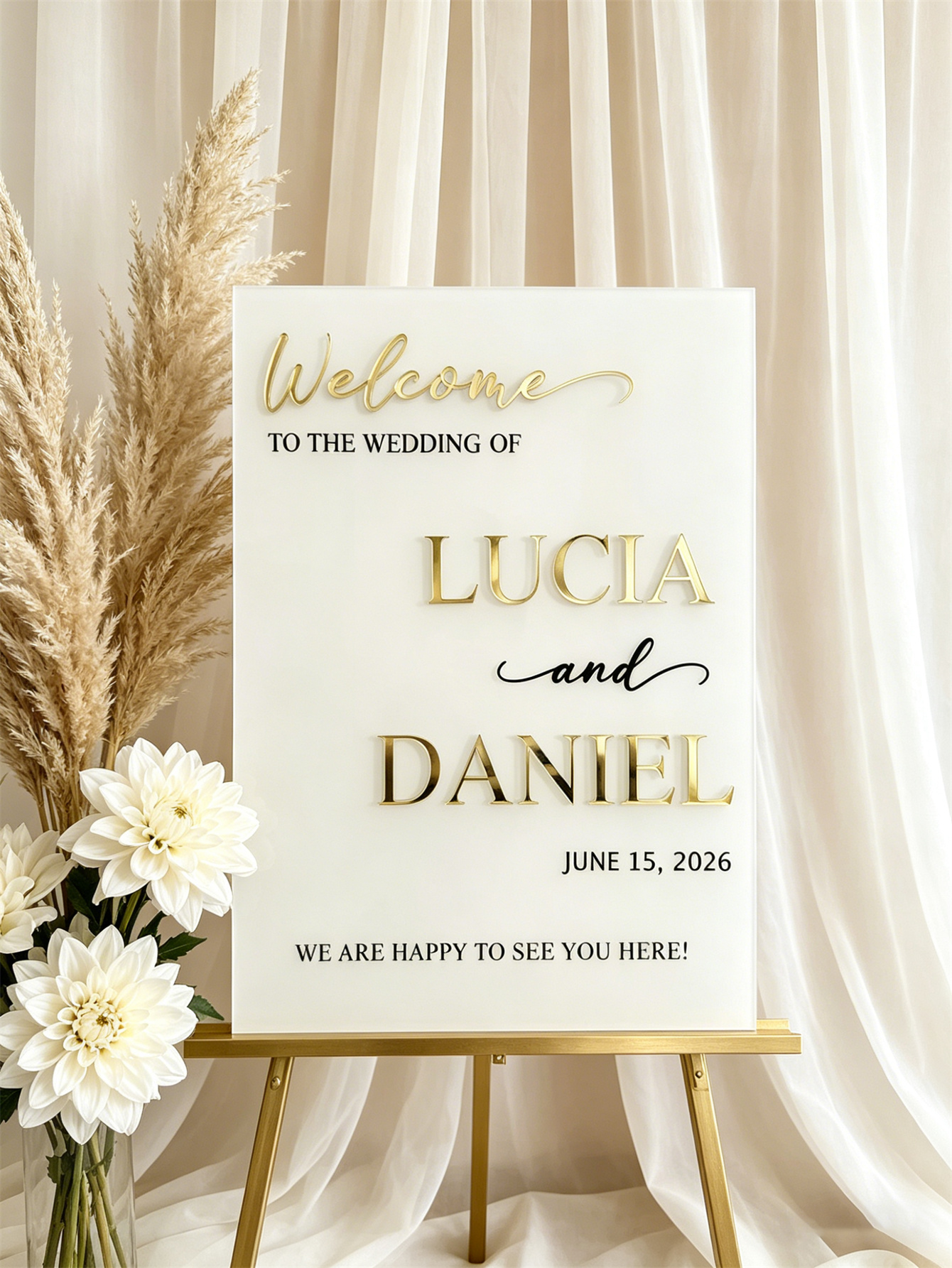 Wedding Welcome Sign - Personalized acrylic wedding welcome sign, modern and fashionable decoration of the wedding entrance. Welcome to our wedding sign